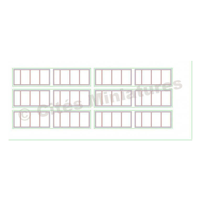 Fenêtres industrielles rectangulaires 41x18mm (x12) HO