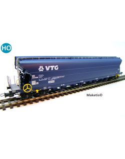 Wagon céréalier Tagnpps VTG 130m3, bleu EP VI, ref 505607 - MAKETIS