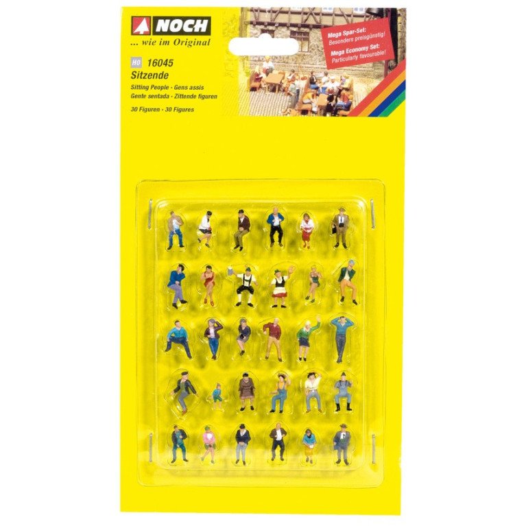 Méga-set 30 figurines "Gens assis" HO Noch 16045-Maketis Méga-set 30 figurines "Gens assis" HO Noch 16045-Maketis
