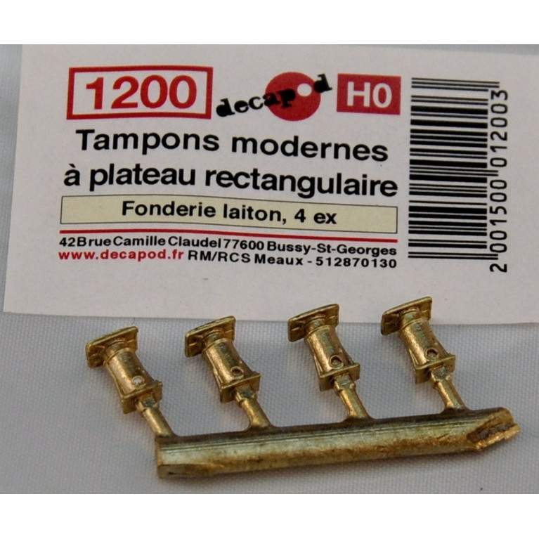 Tampons modernes à plateau rectangulaire (4 pcs) HO Decapod 1200 - Maketis