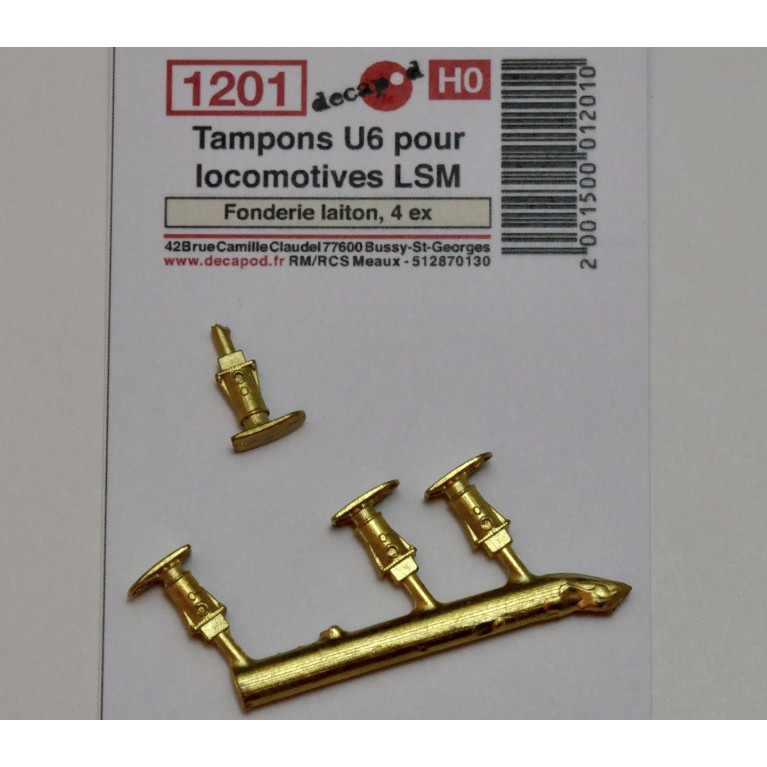 U6 buffers for LSM locomotives (6 pcs) H0 Decapod 1201 - Maketis U6 buffers for LSM locomotives (6 pcs) H0 Decapod 1201 - Maketis