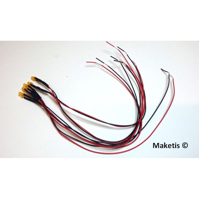 Led 3mm 12v précâblée Orange (5 pièces) Led 3mm 12v précâblée Orange (5 pièces)