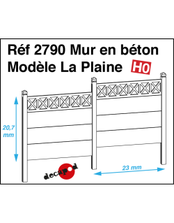 Mur en béton modèle La Plaine HO Decapod 2790
