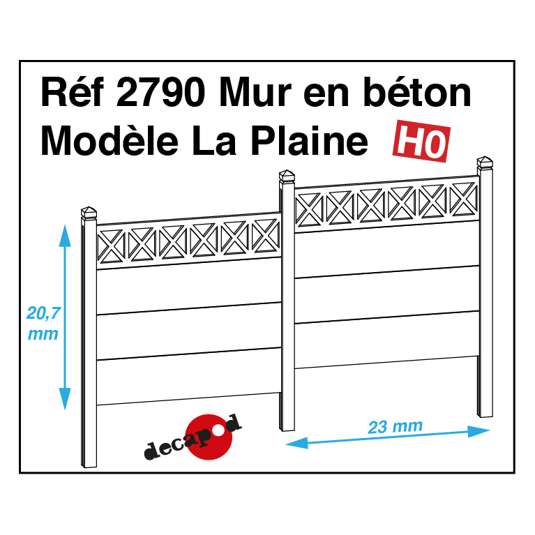 Mur en béton modèle La Plaine HO Decapod 2790 - Maketis