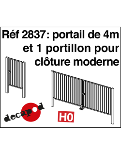 Portail de 4 m et 1 portillon pour clôture moderne HO Decapod 2837