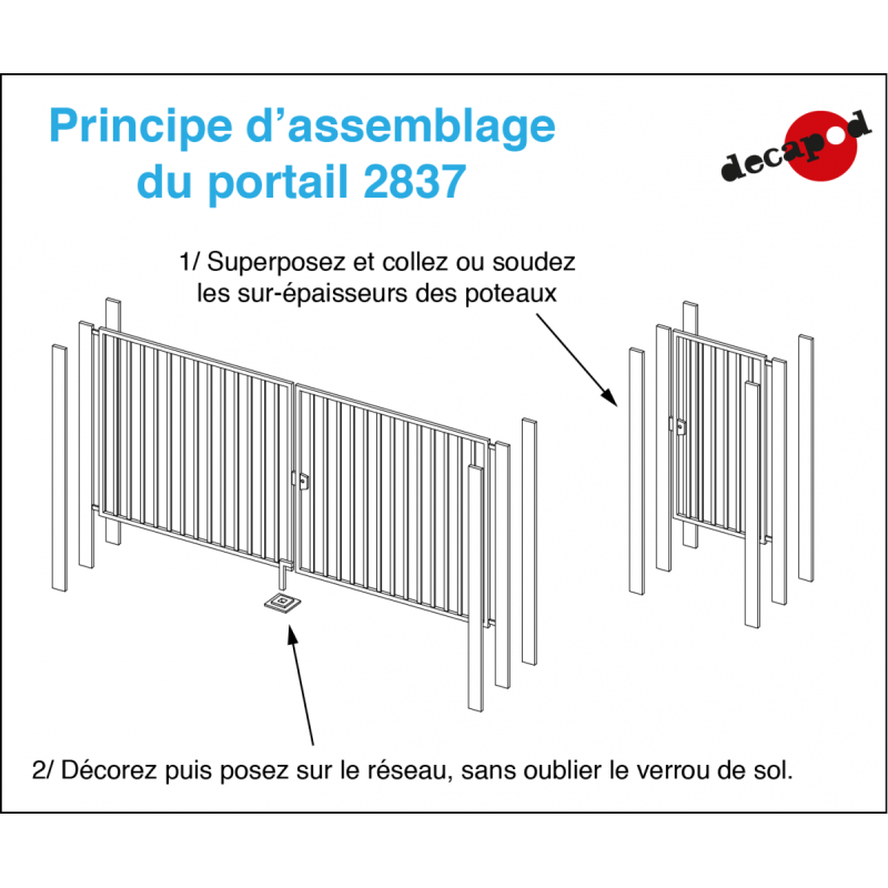 Portail de 4 m et 1 portillon pour clôture moderne HO Decapod 2837 - Maketis