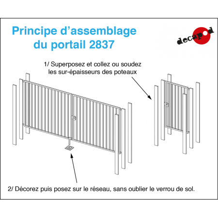 Portail de 4 m et 1 portillon pour clôture moderne HO Decapod 2837 - Maketis