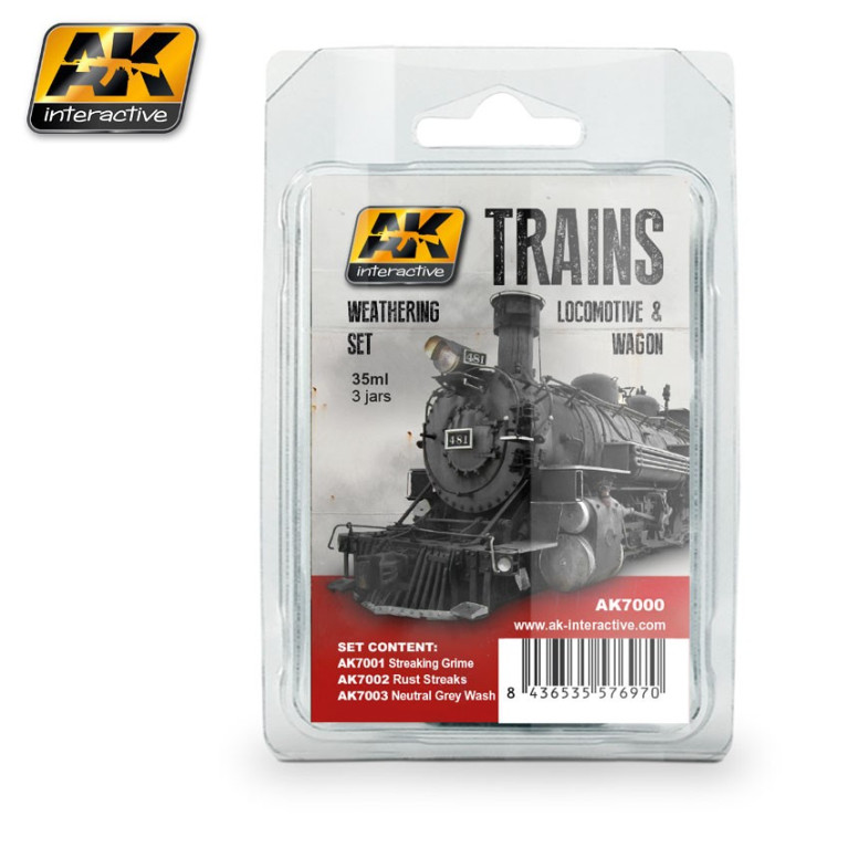 Set patine Locomotives et wagons 3x35 ml AK Interactive AK7000 Set patine Locomotives et wagons 3x35 ml AK Interactive AK7000