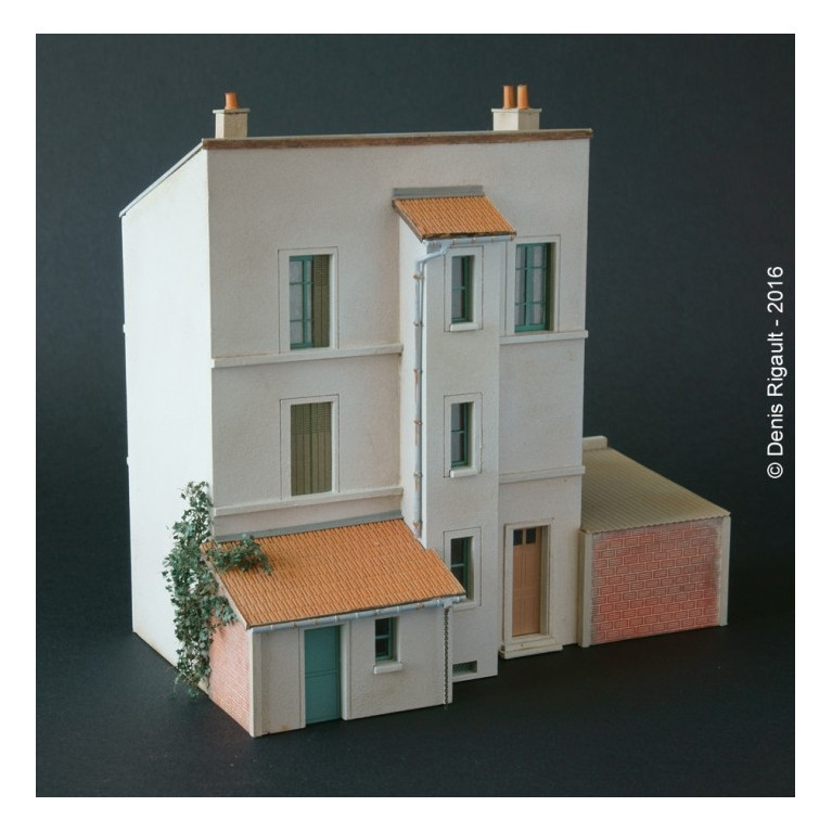 Maison de ville 2 étages étroite échelle HO Cités-Miniatures BV-012-HO