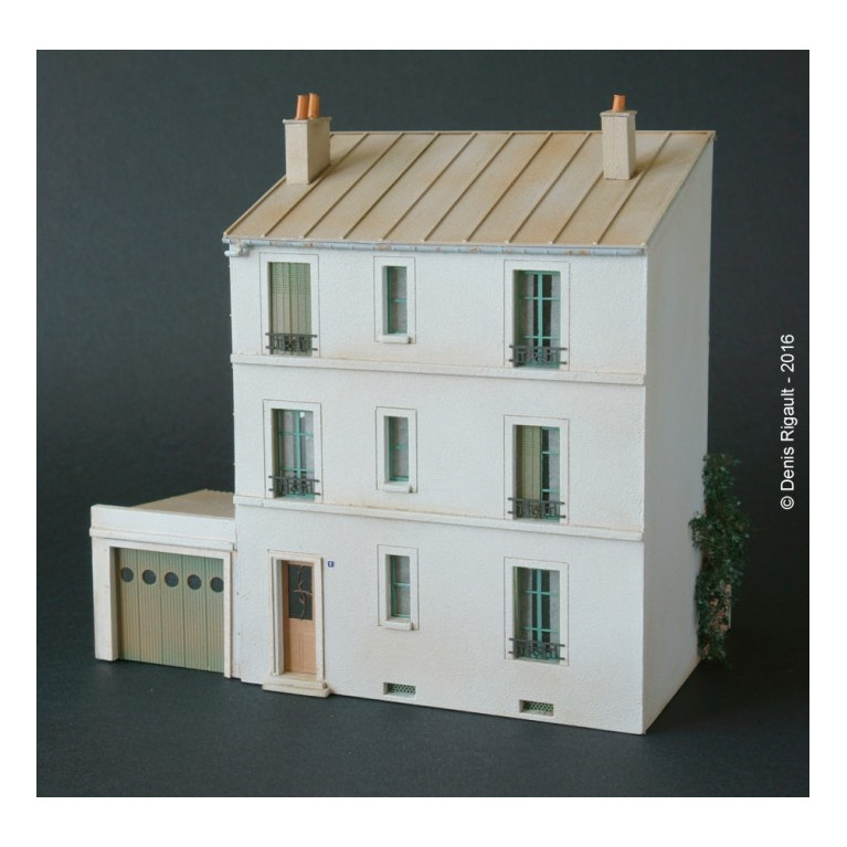 Maison de ville 2 étages étroite échelle HO Cités-Miniatures BV-012-HO