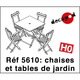 Chaises et tables de jardin (12 pcs) HO Decapod 5610 - Maketis