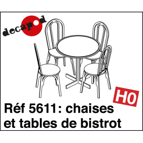 Chaises et tables de bistrot (15 pcs) HO Decapod 5611 - Maketis