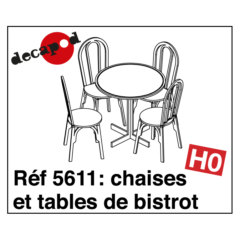 Chaises et tables de bistrot (15 pcs) HO Decapod 5611 - Maketis