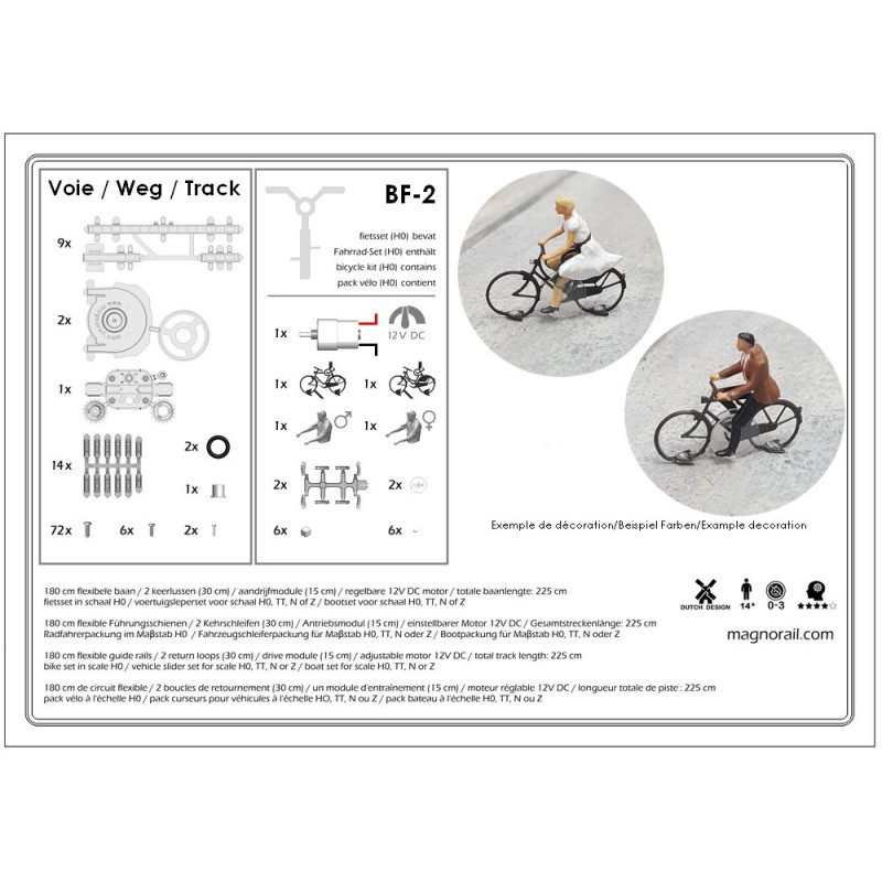 Complete Set Magnorail + 2 cyclists H0/OO BF-2