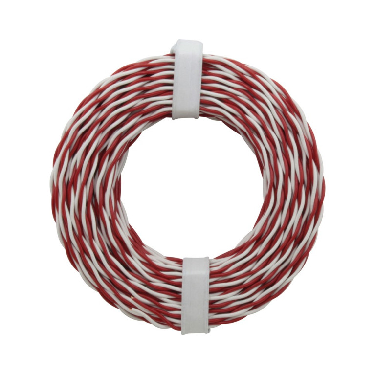 Câblage rigide double 0,5 mm torsadé / 10 m rouge-blanc Donau 205-10 - Maketis