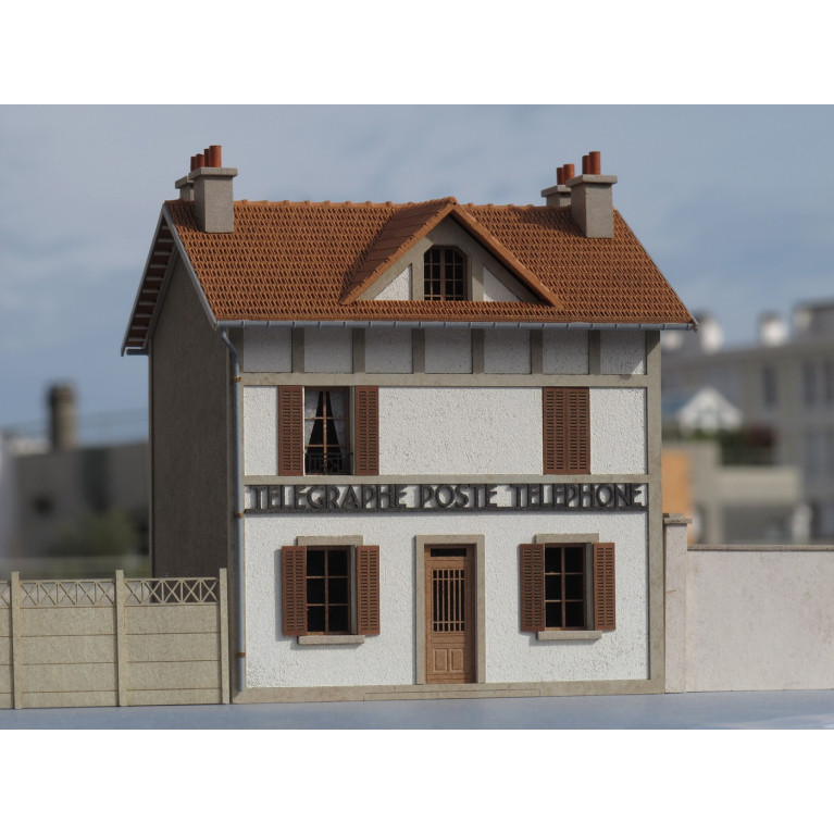 Bureau de Poste R+2 avec lucarne HO Cités Miniatures BV-037-HO - Maketis