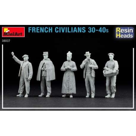Civils français années 30-40 tête en résine 1/35 Miniart 38037 - Maketis