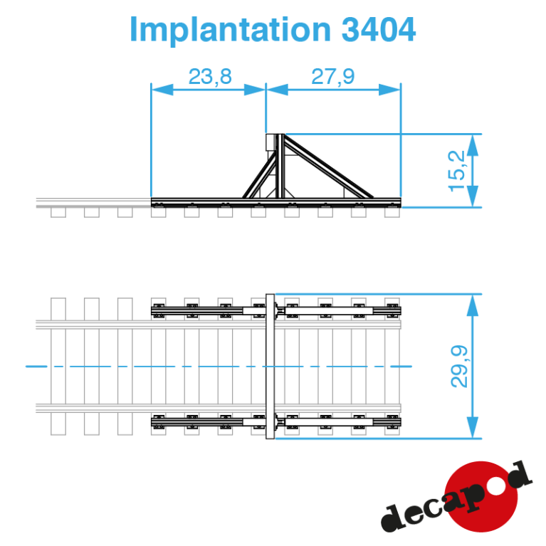 Heurtoir en rails assemblés HO Decapod 3404 - Maketis