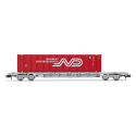 Wagon porte-conteneur et container Norbert Dentressangle 45' N 1/160 Arnold HNS6501 - Maketis