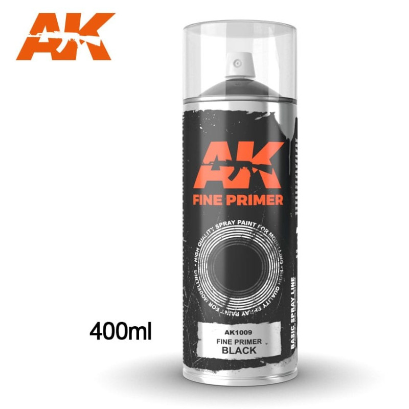 Bombe d'apprêt Noir 400ml (Inclus 2 diffuseurs) AK Interactive AK1009