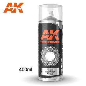 Bombe d'apprêt Gris 400ml (Inclus 2 diffuseurs) AK Interactive AK1010