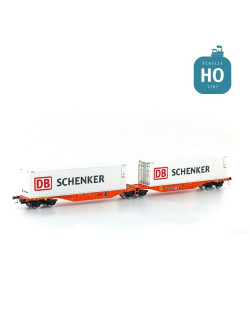 Wagon double Sggmrs 90 Wascosa + 2 containers 40' DB Schenker EP VI HO Lemke 58957