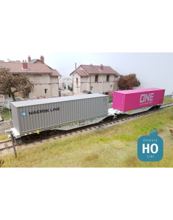 Wagon double Sggmrss AAE + 2 containers 40' ONE/MAERSK Ep VI HO Mabar 58899