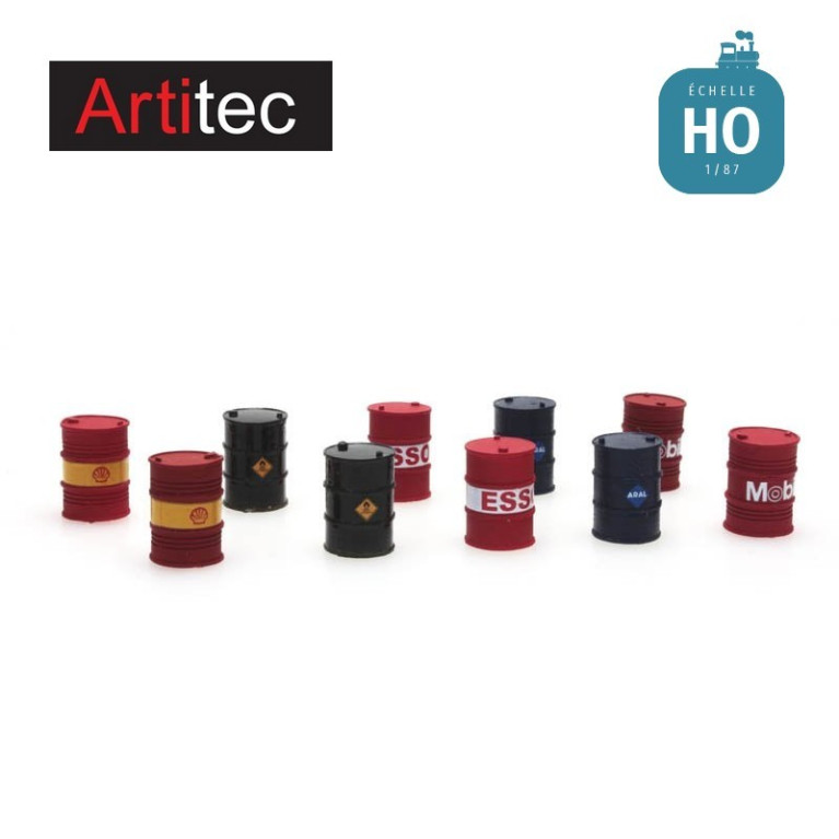 Set de 10 barils de compagnies pétrolières HO Artitec 387.221