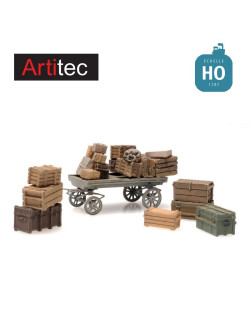 Chargement de caisses en bois avec chariot HO Artitec 387.451