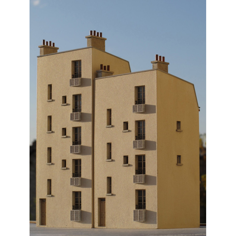 Immeuble de ville étroit mansardé R+3 HO Cités Miniatures BV-016 - Maketis Immeuble de ville étroit mansardé R+3 HO Cités Miniatures BV-016 - Maketis