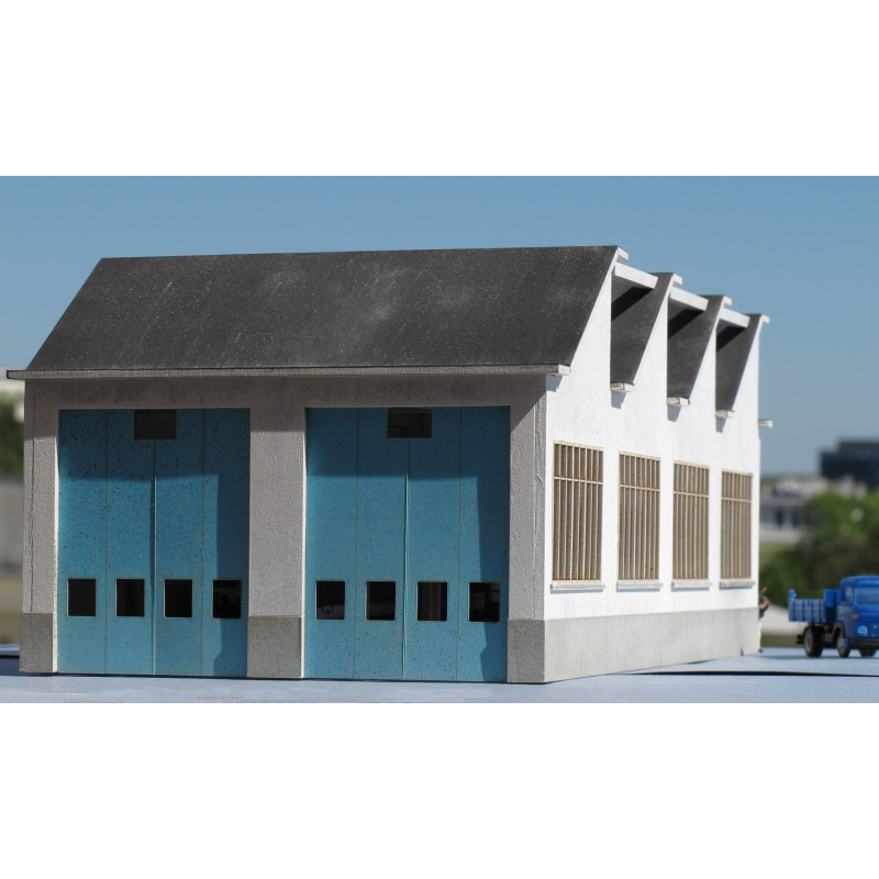 Atelier Remise 2 voies toiture Shed style ‘La Chapelle’ – Echelle HO Cités Miniatures BF-004-2-HO