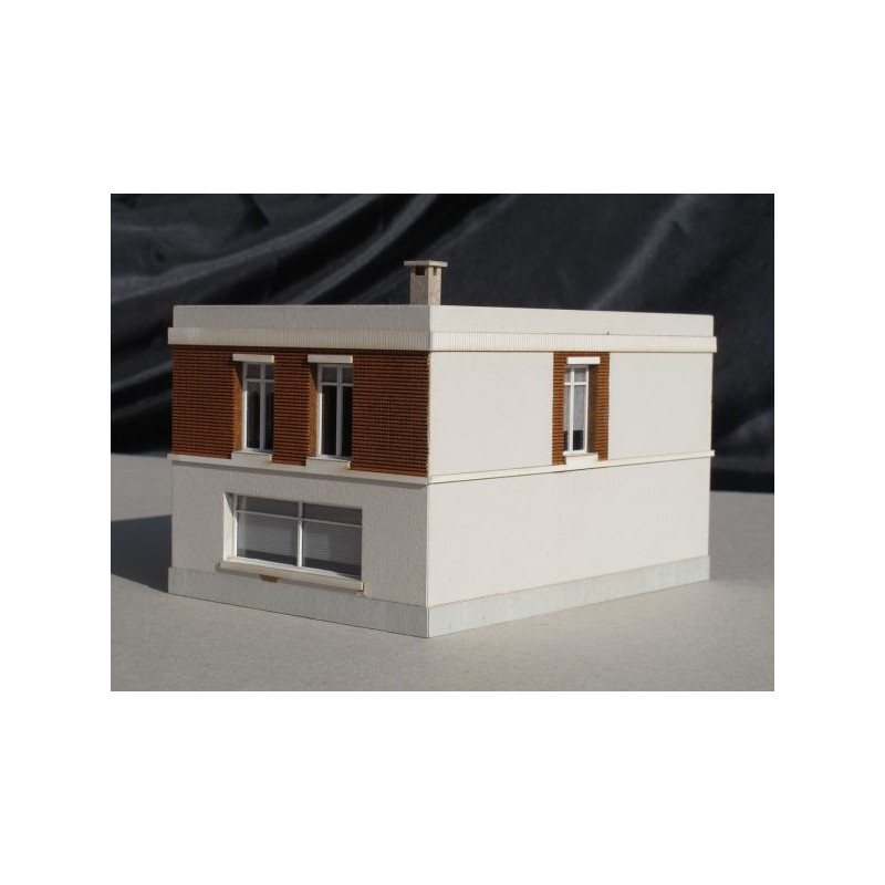 Usine bicorps terre cuite/béton avec cour et verrière - Echelle N BV-005-N