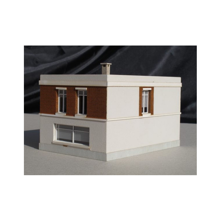 Usine bicorps terre cuite/béton avec cour et verrière - Echelle N BV-005-N