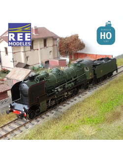 Locomotive vapeur 5-141 E 284 Villeneuve tender 25 A 27 SNCF Ep III Digital son HO REE MB 130S - Maketis