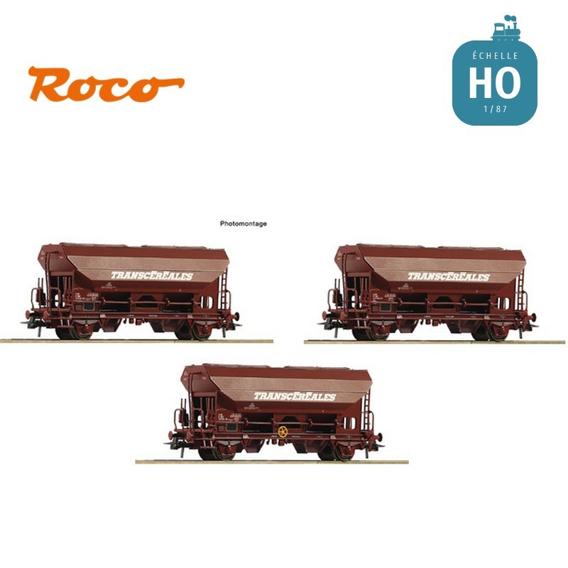 Coffret trois wagons toit basculant SNCF Ep IV HO Roco 76033 - Maketis