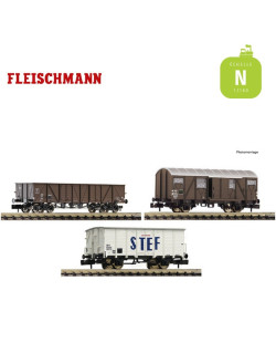 Coffret trois wagons marchandises SNCF Ep III N Fleischmann 880904 - Maketis