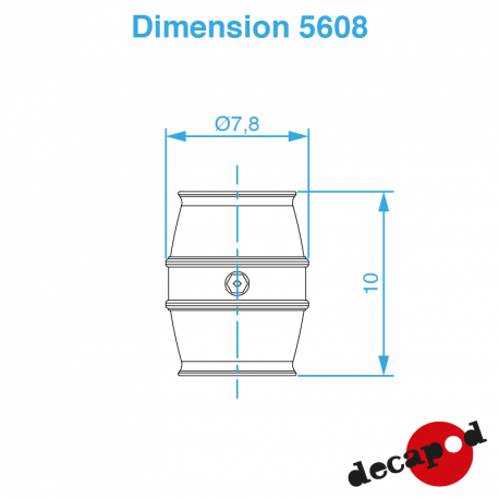 Metal barrels (6 pcs) H0 Decapod 5608 - Maketis