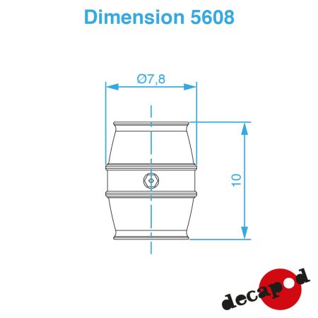 Metal barrels (6 pcs) H0 Decapod 5608 - Maketis