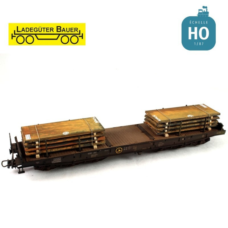 Jeu de plaques d'acier set 1, 2 courtes HO  Ladegüter Bauer H01046 - Maketis