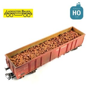Rusty cubes of pressed scrap metal for bogie open freight cars type Eaos H0 Ladegüter Bauer H01078 - Maketis