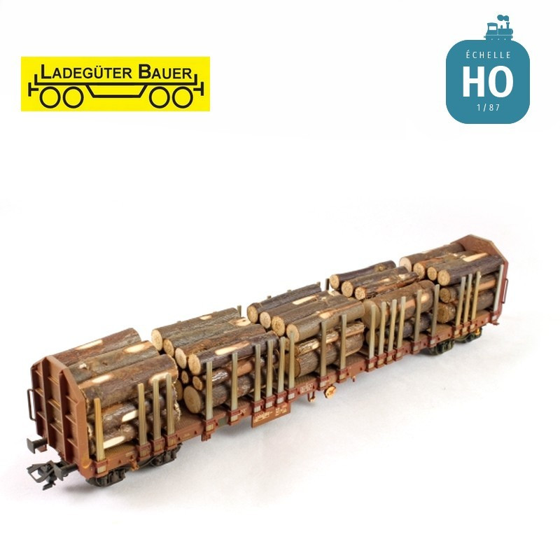 Troncs d'arbres pour wagon type Roos HO Ladegüter Bauer H01100 - Maketis