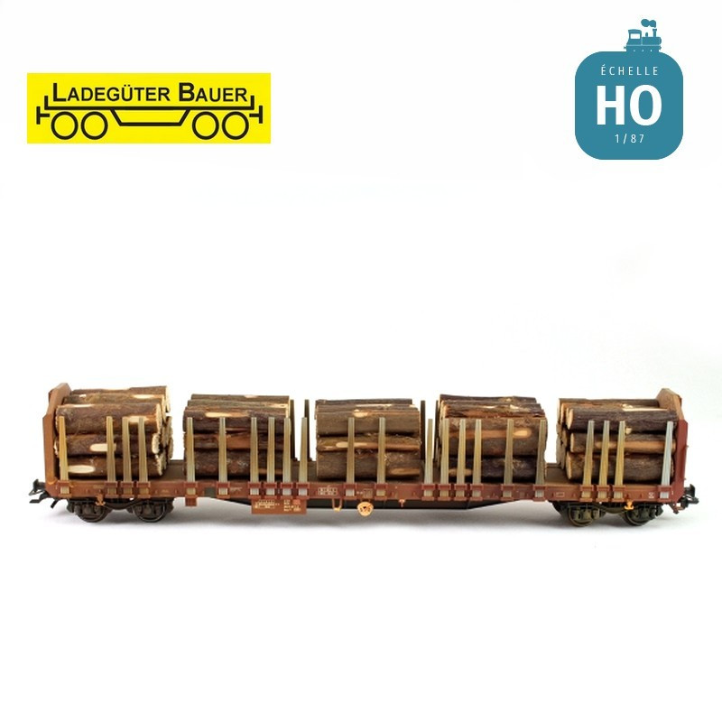 Troncs d'arbres pour wagon type Roos HO Ladegüter Bauer H01100 - Maketis