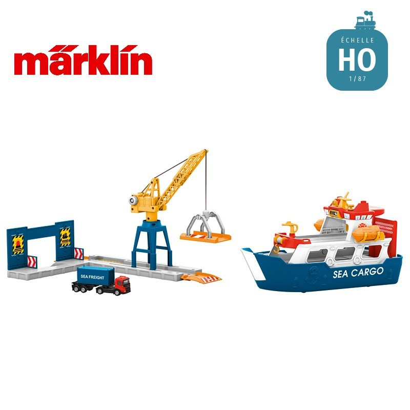 Cargo et grue portuaire "my world" HO Märklin 72223 - Maketis