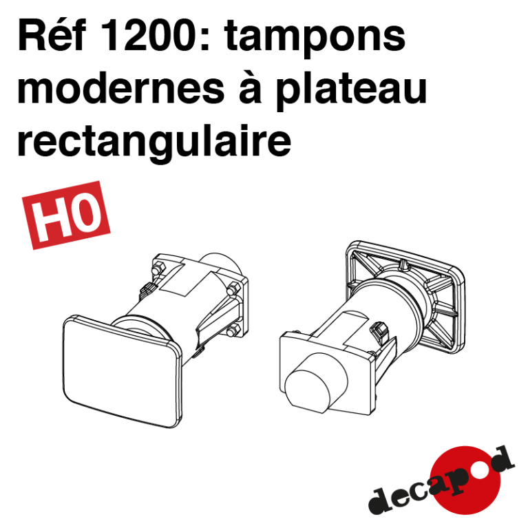 Tampons modernes à plateau rectangulaire (4 pcs) HO Decapod 1200 - Maketis Tampons modernes à plateau rectangulaire (4 pcs) HO Decapod 1200 - Maketis