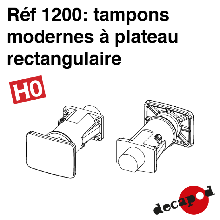 Tampons modernes à plateau rectangulaire (4 pcs) HO Decapod 1200 - Maketis