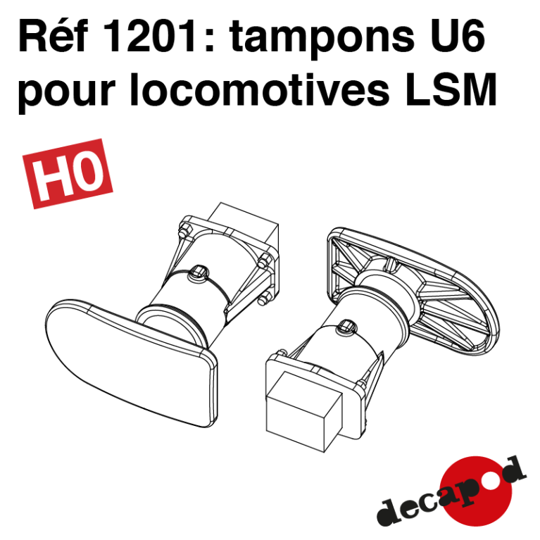 U6 buffers for LSM locomotives (6 pcs) H0 Decapod 1201 - Maketis