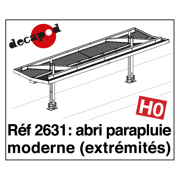 Moderner Schirmunterstand: 2 Abschlusselemente H0 Decapod 2631 - Maketis