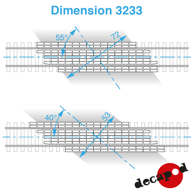 7m80 left angled railway crossing flooring H0 Decapod 3233 - Maketis