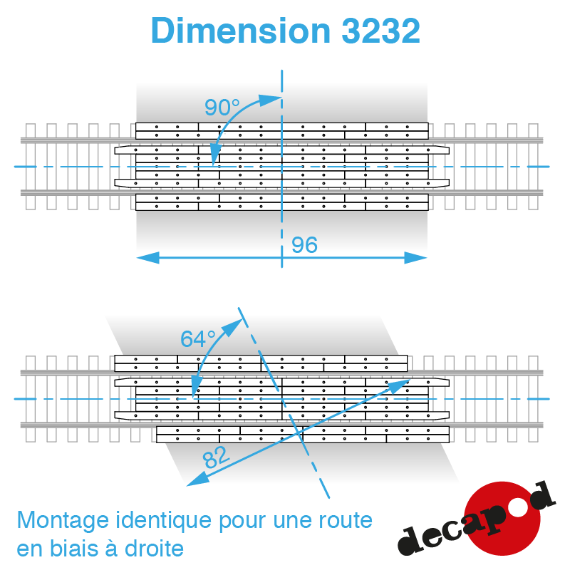 8m40 of Straight railway crossing floor H0 Decapod 3232 - Maketis