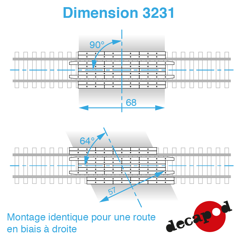 Gerade 6 m Bahnübergangsböden H0 Decapod 3231 - Maketis